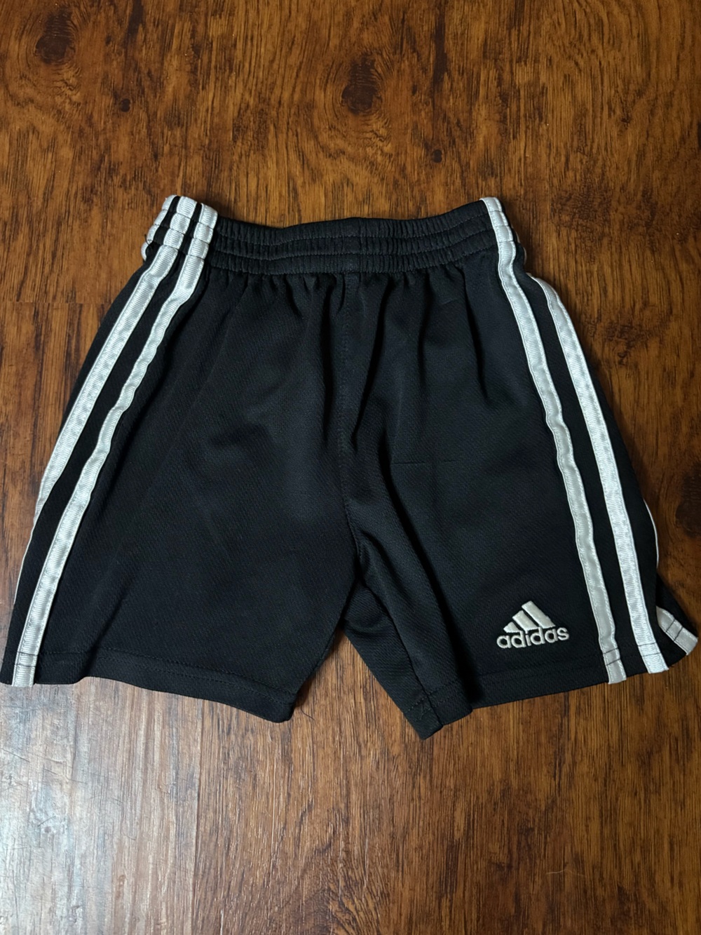 adidas Kids Black Shorts with Silver Stripes